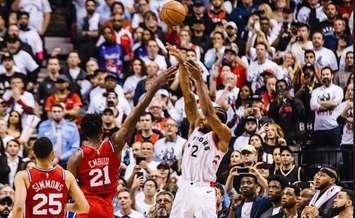 Kawai Leonard winning basket. Photo courtesy of Toronto Raptors via Twitter (@Raptors)