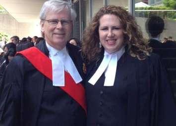 Retired Superior Court Justice Joseph Donohue with his daughter, Sarnia lawyer Sarah Donohue. (Submitted photo)