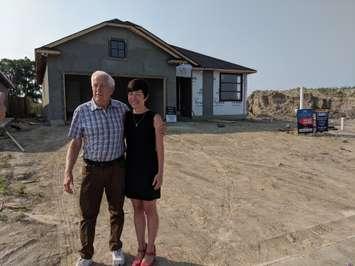 Kathy Alexander and Owen Byers outside of the 2019 Dream Home - July 25/19 (Blackburnnews.com photo by Josh Boyce)