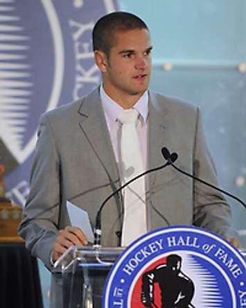 Sault Ste. Marie greyhounds graduate Dustin Jeffrey was a presenter at the 2009-10 Ontario Hockey League Awards Ceremony at the Hockey Hall of Fame on Wednesday June 9, 2010. Photo by Aaron Bell/OHL Images