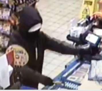 An suspect wanted in an armed robbery at an Exmouth St. convenience store - Mar 4/18 (Photo Courtesy of Sarnia Police) 