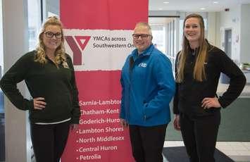 Petrolia Leadership Team Leah Van Barneveld, Tracey Taylor, Aylien Wattel. photo submitted by YMCA Feb. 26,2018