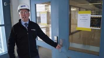 Lambton College Facilities Management Brent Thomas takes local media on a tour of new or newly renovated facilities on campus. December 15, 2017 (Photo by Melanie Irwin)