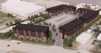 An artist rendering for a new residential development at 1450 London Road in Sarnia. Image courtesy of the City of Sarnia.