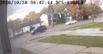 A hit and run crash in the area of Confederation and Sutton Streets in Sarnia - Oct 30/20 (Photo courtesy of Sarnia Police Service)