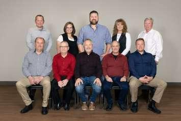 (Back Row right to left) Steve Minten. Mayor Jackie Rombouts, Brad Rombouts, Rhonda Noll, Brad Goodhill. (Front Row) Rick Bebingh. Mark Hamel, George Noll, Mike Acton, Councillor Todd White. (Photo courtesy of the Township of Warwick)