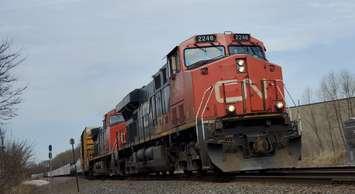 A CN Rail train in Wisconsin. 11 April 2020. (Photo by Carson Russell)