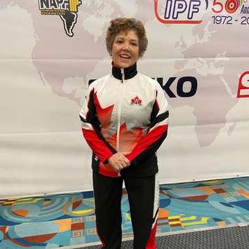 Janine Frayne (Wheeler) a World Classic and Equipped Bench Press Championships. May 2023. (Photo courtesy of Janine Frayne via Facebook)