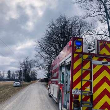 Structure fire reported in Plympton-Wyoming. January 21, 2022. (Photo courtesy of PWFD Camlachie Association via Facebook)