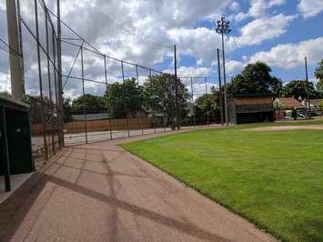 The bleachers and bathrooms have been removed from Errol Russell Park for the summer. July 15, 2017 (Photo by Jake Jeffrey)