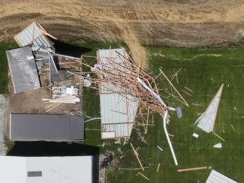 Drone image showing the worst damage with the Wilkesport EF0 downburst (Photo courtesy of Northern Tornadoes Project)