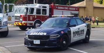 Sarnia Police Service and Sarnia Fire & Rescue, August 16, 2019. (BlackburnNews photo by Colin Gowdy)