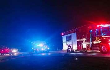 Two-vehicle crash September 13, 2021. Photo courtesy of Petrolia and North Enniskillen Fire Dept. via Facebook.