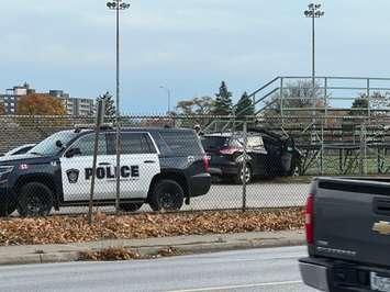 Crash at Norm Perry Park, Wednesday, Oct 26. Photo submitted by Greg Grimes. 