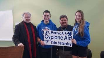 2015 Cyclone Aid launch.  Mayor Mike Bradley and  Inn of the Good Shepherd Executive Director Myles Vanni with co-chairs Ian Linton and Kendra Hoek March 24, 2015 (BlackburnNews.com photo by Jake Jeffrey)
