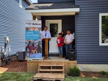 The Lopez family in front of their Habitat For Humanity home on College Avenue - May 30/22 (Blackburn Media photo by Josh Boyce)