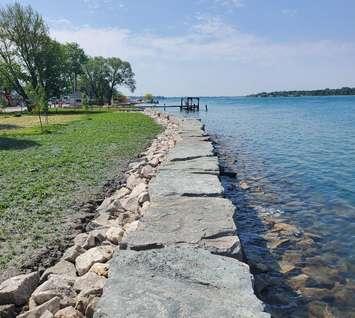 Completed shoreline work in Port Lambton.  June 2022. 
 (Photo by the St. Clair Region Conservation Authority) 