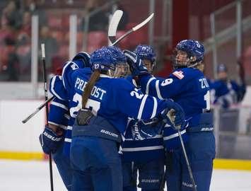 TORONTO, ON - DECEMBER 3: Toronto Furies lost to the Montreal Les Canadiennes by a final score of 8-3 during regular season CWHL action at Mastercard Centre on December 3, 2017 in Toronto, Ontario, Canada.  (Photo by Chris Tanouye)