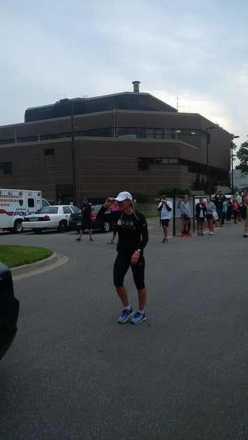 Theresa Carriere leaves Sarnia on 4th Annual One Run. Photo courtesy of Sarnia Police Services via Twitter.