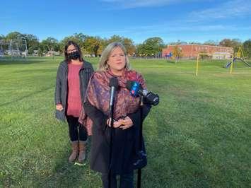 NDP leader Andrea Horwath was joined by Michelle Ruston at Vye Park in Sarnia. October 22, 2021 Blackburn Media Photo by Melanie Irwin