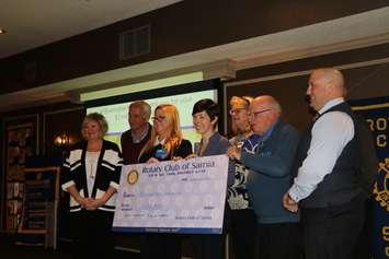 Members of the Rotary Club of Sarnia present Bluewater Health Foundation Executive Director Kathy Alexander with the final installment of their $1-million donation. March 27, 2017 BlackburnNews.com photo by Meghan Bond