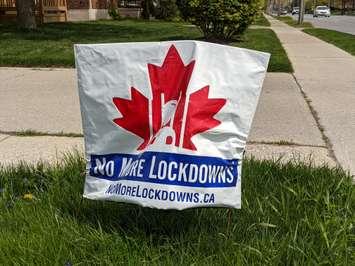 Lockdown Protest Sign (BlackburnNews.com photo)