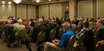 Approximately 100 people attended the candidates debate held at the Lambton Inn Wednesday evening. October 7, 2015 (BlackburnNews.com Photo by Dave Dentinger)
