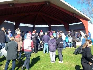 Volunteers gather at Canatara Park for Community Parks Clean-Up Day April 23, 2016 (Photo courtesy of Sarnia police via Twitter)