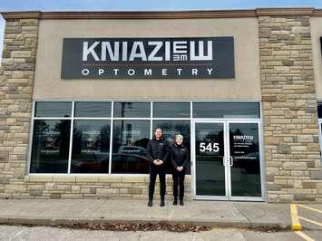 Jordan Kniaziew and Dr. Roma Pushka. Kniaziew Optometry opens new clinic in Sarnia. January 2023. (Photo courtesy of Kniaziew Optometry)