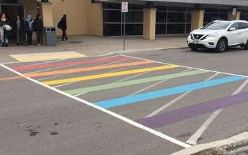 The rainbow coloured walkway at Northern Secondary in Sarnia. (BlackburnNews file photo)