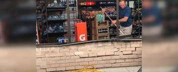 Aftermath of a vehicle striking a convenience store in Sarnia. June 20, 2019. (Photo submitted by Greg Grimes)