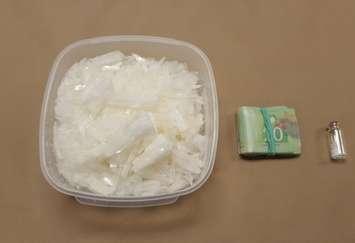 Methamphetamine and cash seized by London police in a drug bust on April 29, 2017. Photo courtesy of London police.