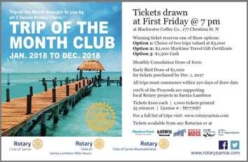 Rotary Club Trip of the Month Poster. Photo courtesy of www.rotarysarnia.com
