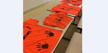 Orange shirts decorated by students at Great Lakes Secondary School in Sarnia. (File photo from the GLSS facebook page)