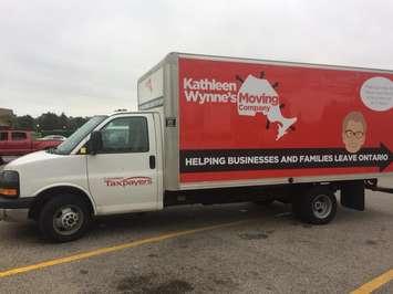 Kathleen Wynne's Moving Company visits Point Edward. October 12 / 2017 (Photo courtesy of  Alfie's European Deli Facebook)