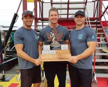 Sarnia firefighters Trevor McCormick, Ian VanReenen & Scott Minty (L-R).  Photo courtesy of Sarnia Fire and Rescue via twitter.