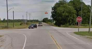Kimball Road at Petrolia Line in St. Clair Township. Google Streetview image.