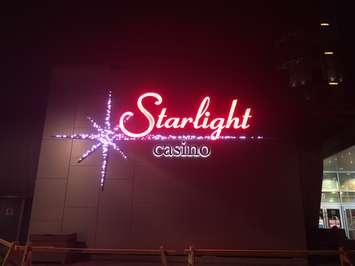 The 'Starlight Casino' logo, the new name of the Point Edward Casino, welcomes patrons entering the renovated facility. December 29, 2017. (Photo courtesy of Robert Mitchell of Gateway)
