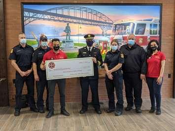 Sarnia's Firehouse Subs makes a donation to Sarnia Fire and Rescue - Oct 14/20 (Blackburnnews.com photo by Josh Boyce)