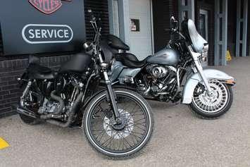 Motorcycles sitting outside of Thunder Road Harley-Davidson on Huron Church Rd. in Windsor, April 14, 2015. (Photo by Mike Vlasveld)