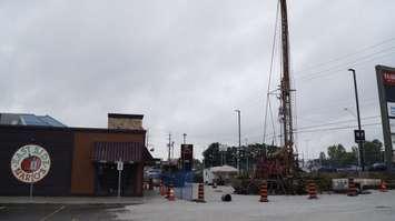An abandoned oil well was unexpectedly discovered at Sarnia's East Side Mario's - Sept 25/18 (Blackburnnews.com photo by Colin Gowdy)