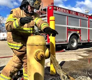 Sarnia firefighters training. April 9, 2019. (Photo by Sarnia Fire)
