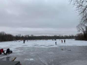 People skating on Lake Chipican at Canatara Park in Sarnia. January 12, 2021 Photo courtesy of Sarnia Fire and Rescue Services.