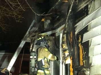 A fire on Davis St in Sarnia - Dec 27/22 (Photo courtesy of @Sarniafirefight via Twitter)