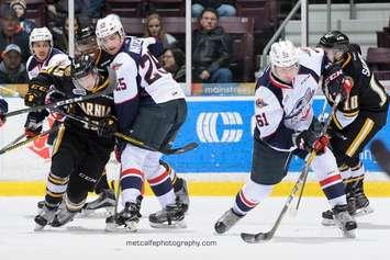 The Sarnia Sting take on the Windsor Spitfires, January 13, 2017. (Photo courtesy of Metcalfe Photography)