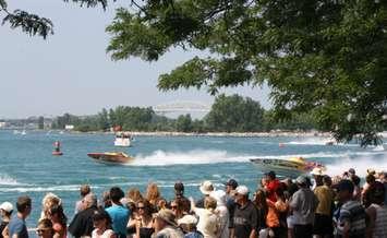 Thousands line the Sarnia waterfront Sunday August 10, 2014 for the International Powerboat Festival. (BlackburnNews.com photo by Dave Dentinger)