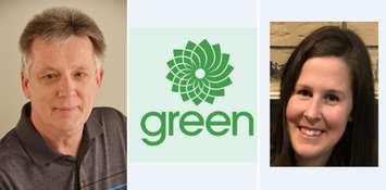 (From left to right) Peter Smith, Green Party of Canada logo, Lorraine Dolbear. 