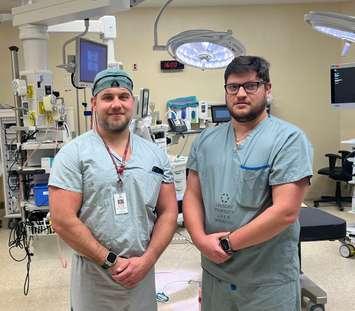 Pictured left to right, Dr. Springer and Dr. Way in one of Bluewater Health’s operating rooms. March, 2024. Image courtesy of Bluewater Health.