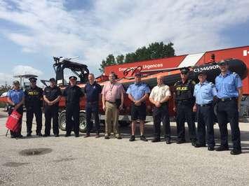 Sarnia-Lambton First Responders gather to discuss risks of participating in the unsanctioned Port Huron Float Down. August 15, 2017 Photo by Melanie Irwin