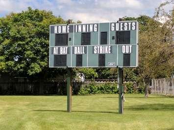 The scoreboard at Errol Russell Park (Photo by Jake Jeffrey)